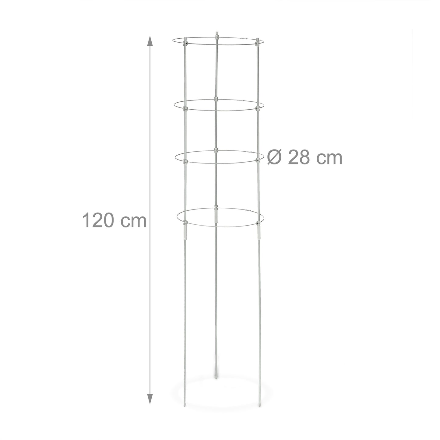 Grey Plant Supports with Rings, 120 cm