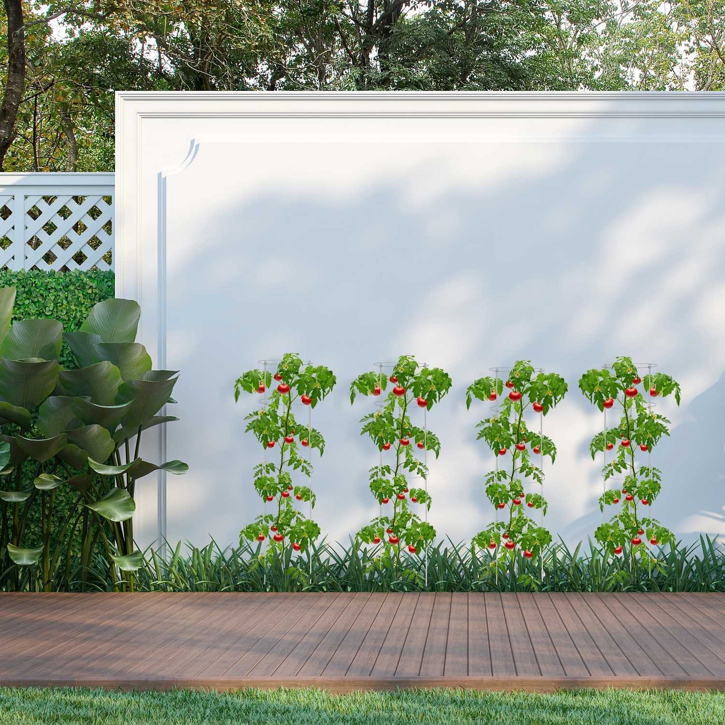 Grey Plant Supports with Rings, 120 cm