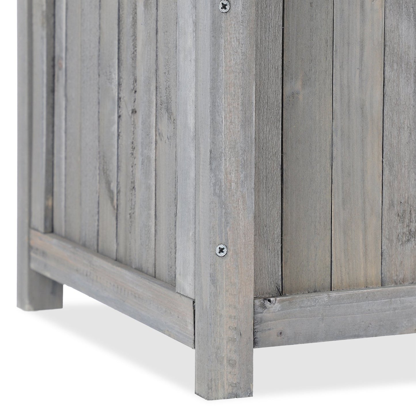 Gray planter box with trellis