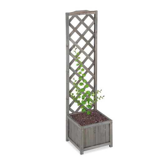 Grey Planter Box with Trellis