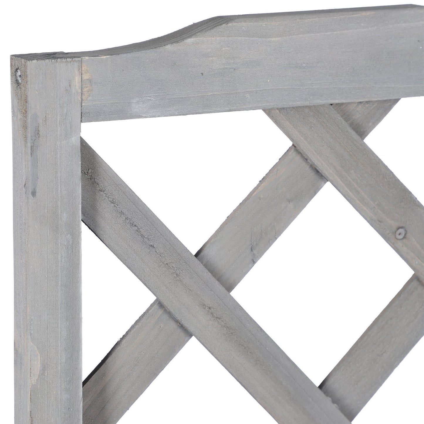 Gray planter box with trellis
