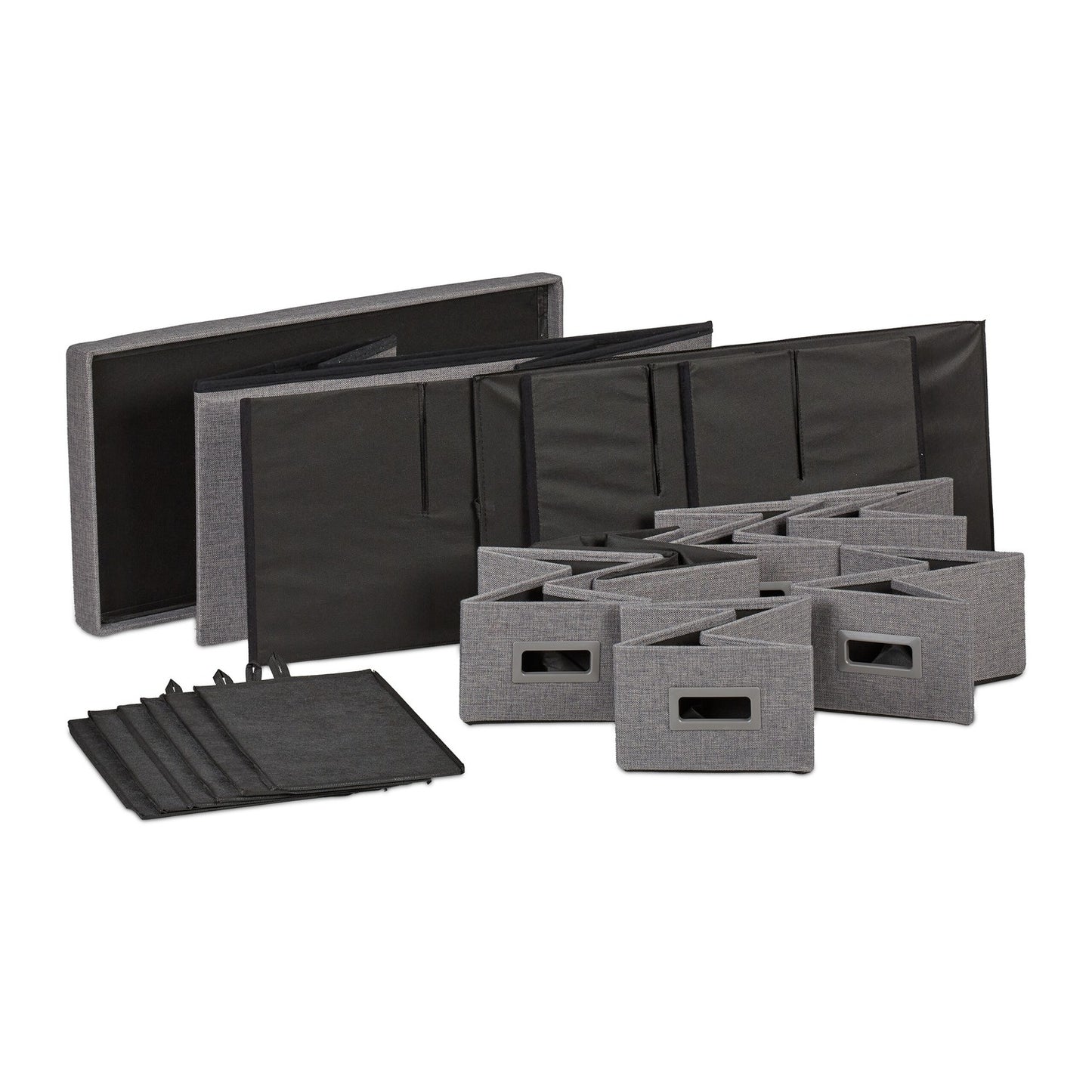 Grey Storage Bench with 6 Drawers