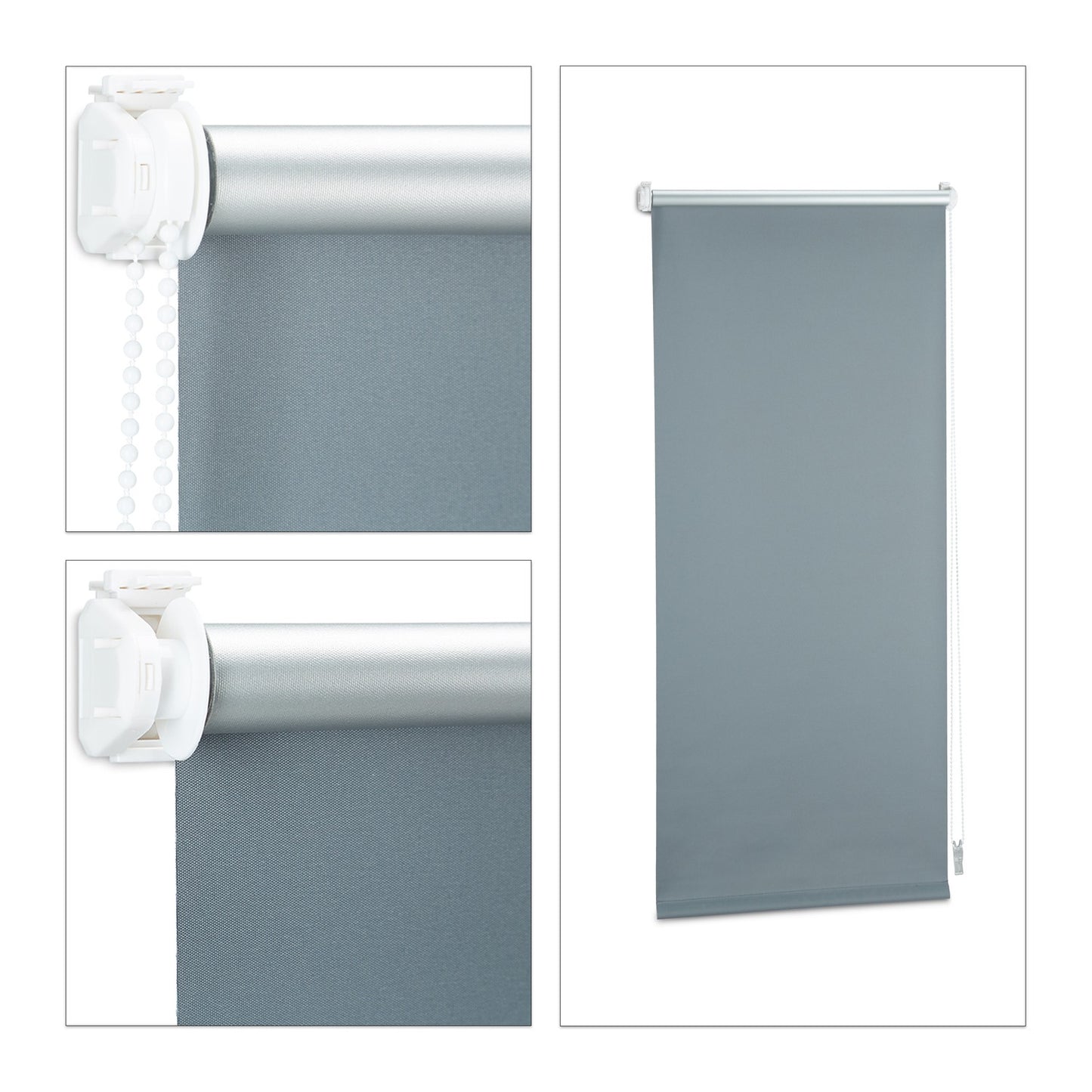 Grey Thermal Blackout Blinds, 60-120cm Adjustable