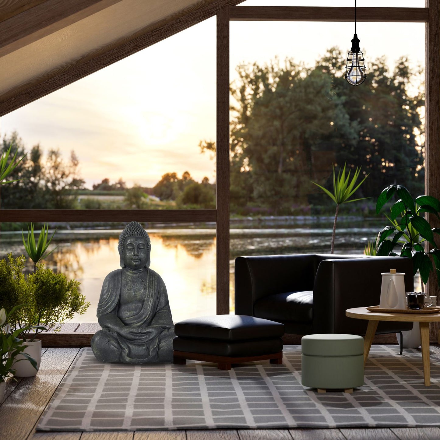 Grey Vintage-Looking Buddha Statue 70 cm