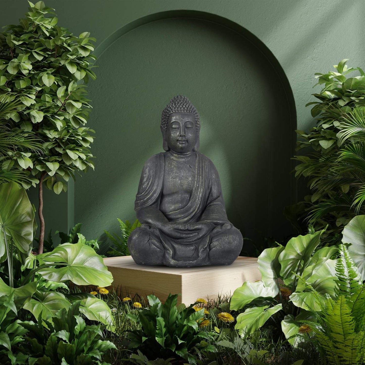 Grey Vintage-Looking Buddha Statue 70 cm