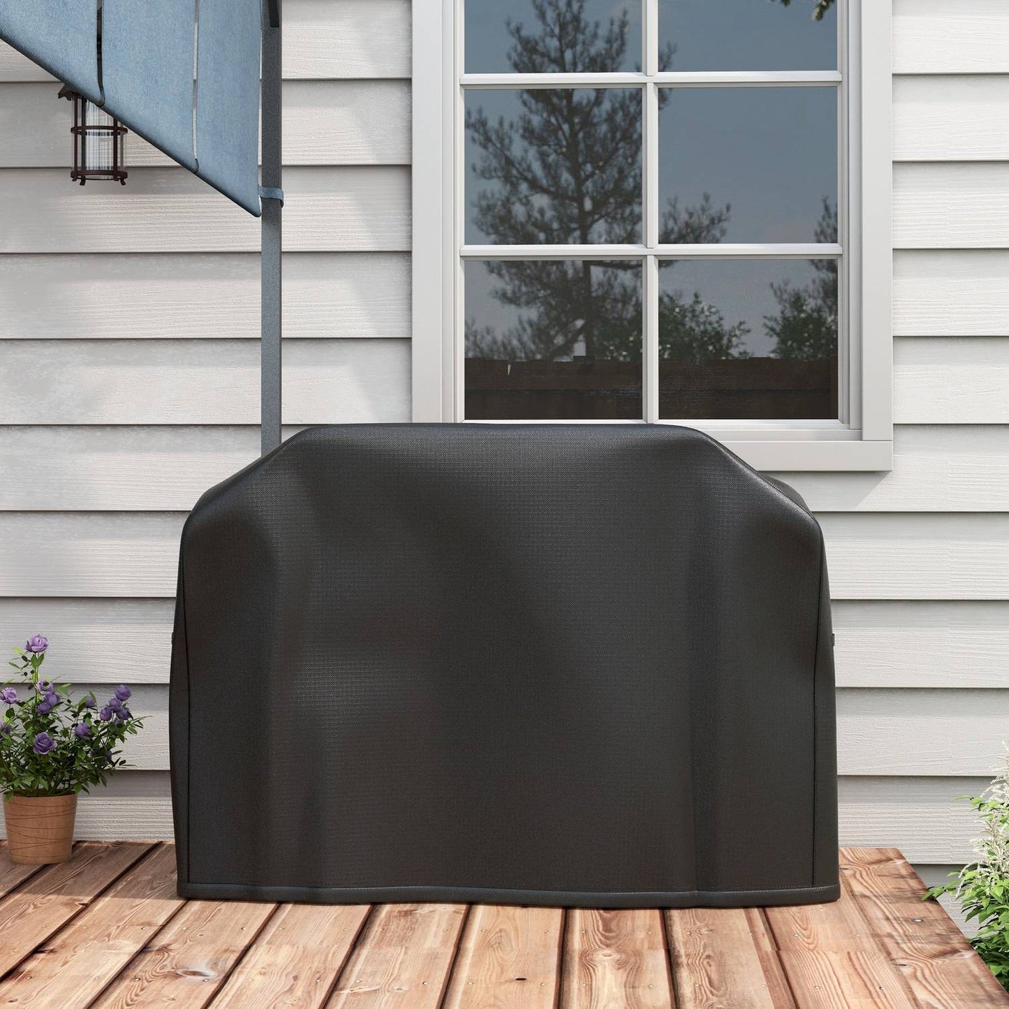 Weatherproof grill cover, Velcro, Oxford, black, 124x61x91 cm
