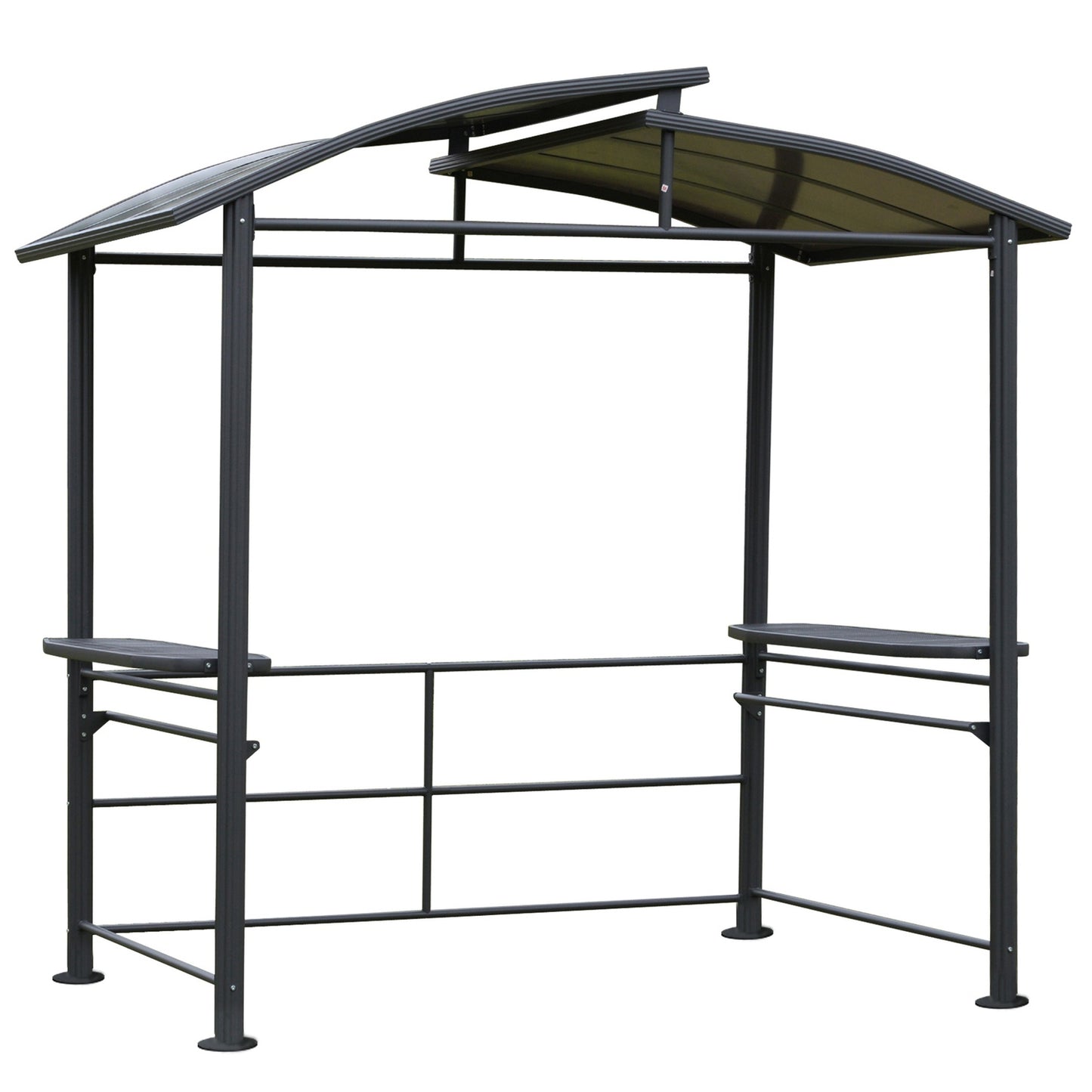 Grill pavilion with flame protection, 2 shelves, 240x150cm, grey