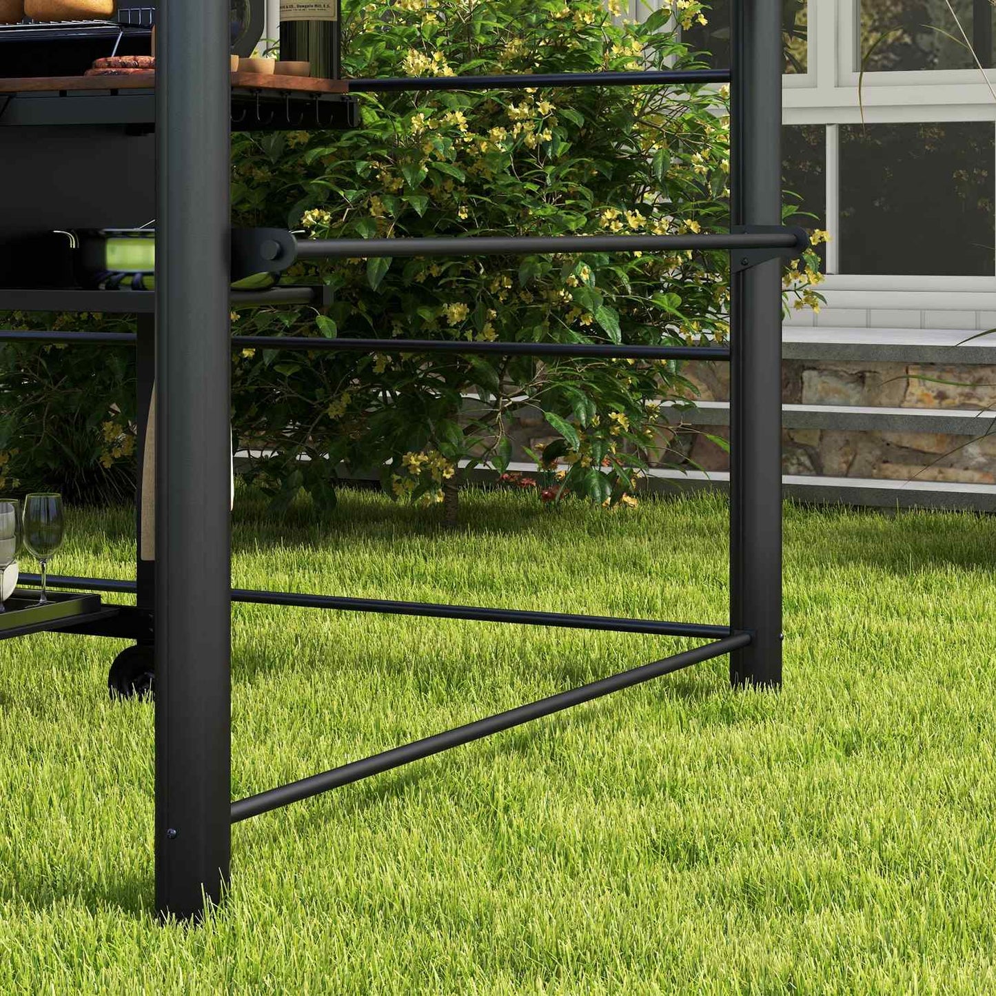 Grill pavilion with flame protection, 2 shelves, 240x150cm, grey