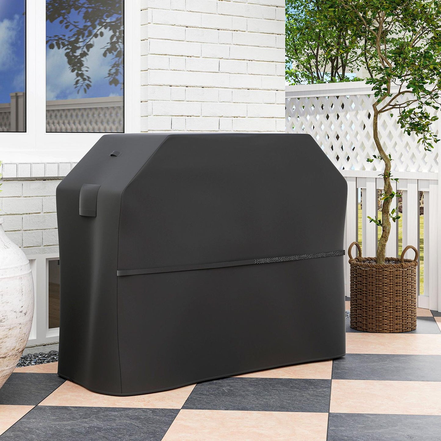 Weather resistant grill cover, 600D Oxford, Velcro closure