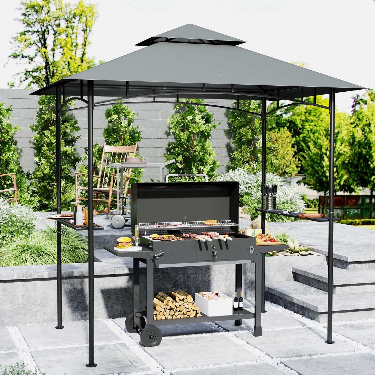 Grill pavilion with LED, water-repellent, UV protection