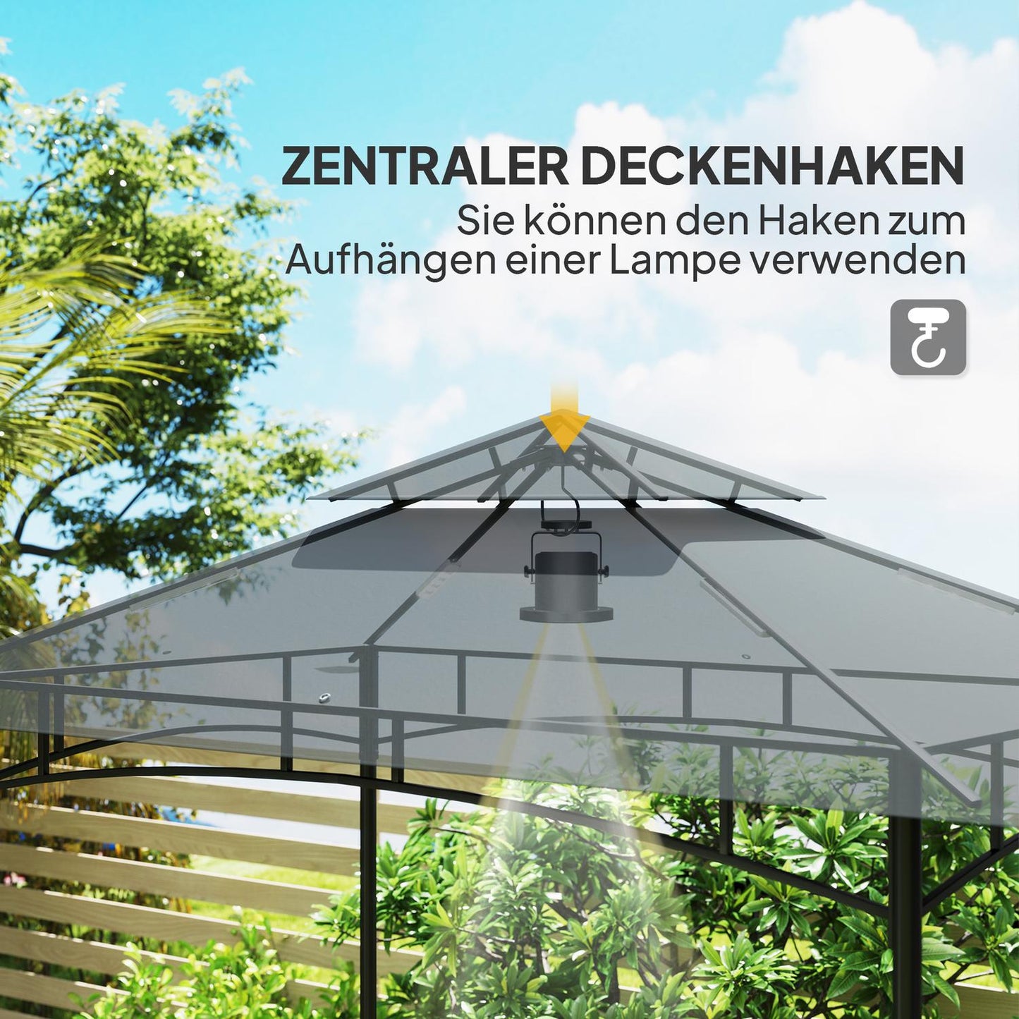 Grill pavilion with LED, water-repellent, UV protection
