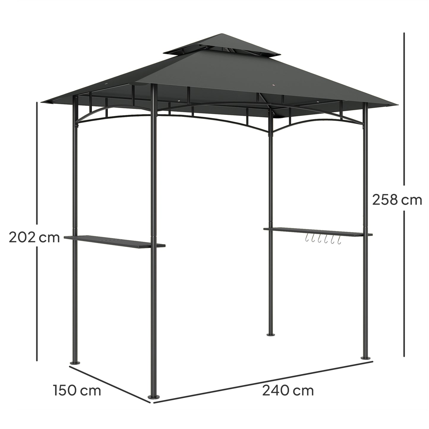Grill pavilion with LED, water-repellent, UV protection