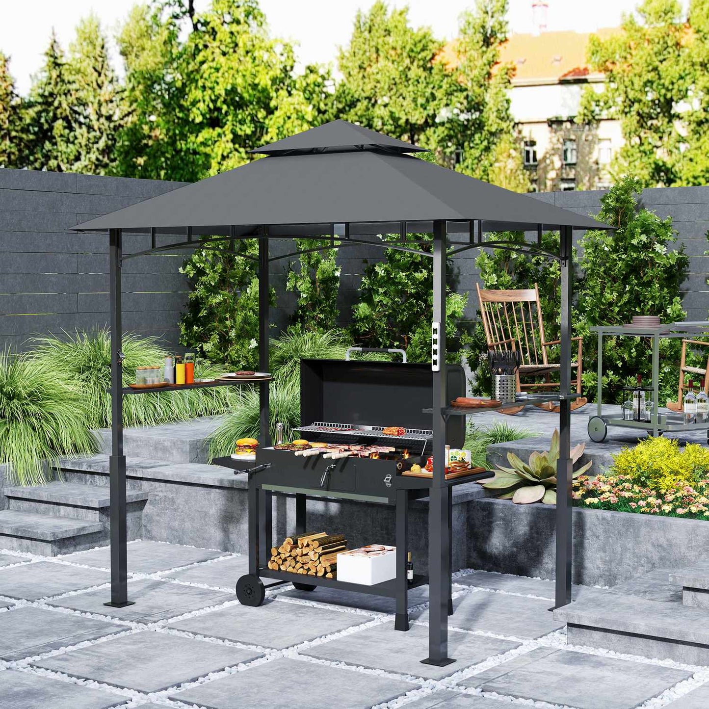 BBQ Pavilion, waterproof and flameproof, 243x148x248 cm