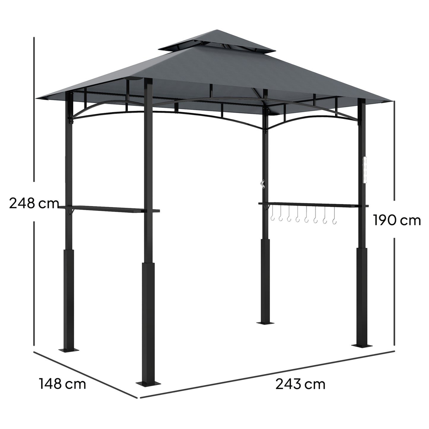BBQ Pavilion, waterproof and flameproof, 243x148x248 cm