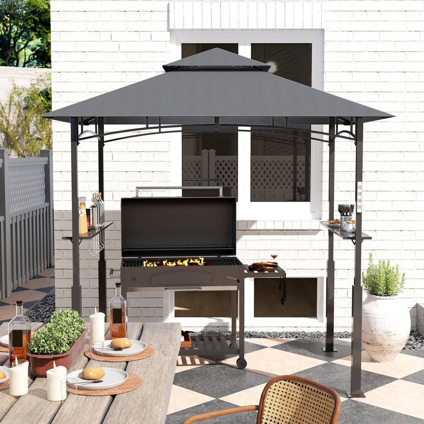 BBQ Pavilion, waterproof and flameproof, 243x148x248 cm