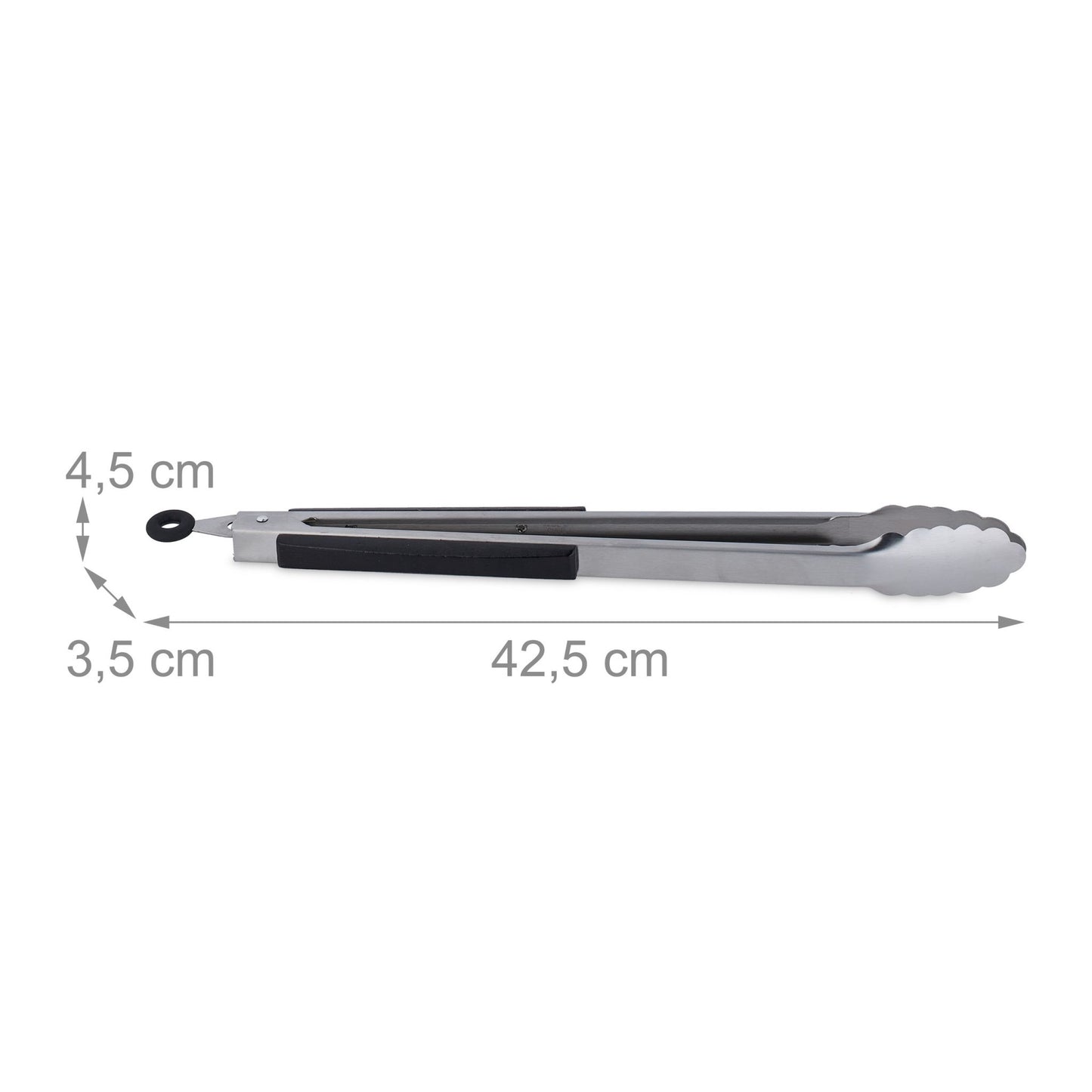 Grill tongs in stainless steel