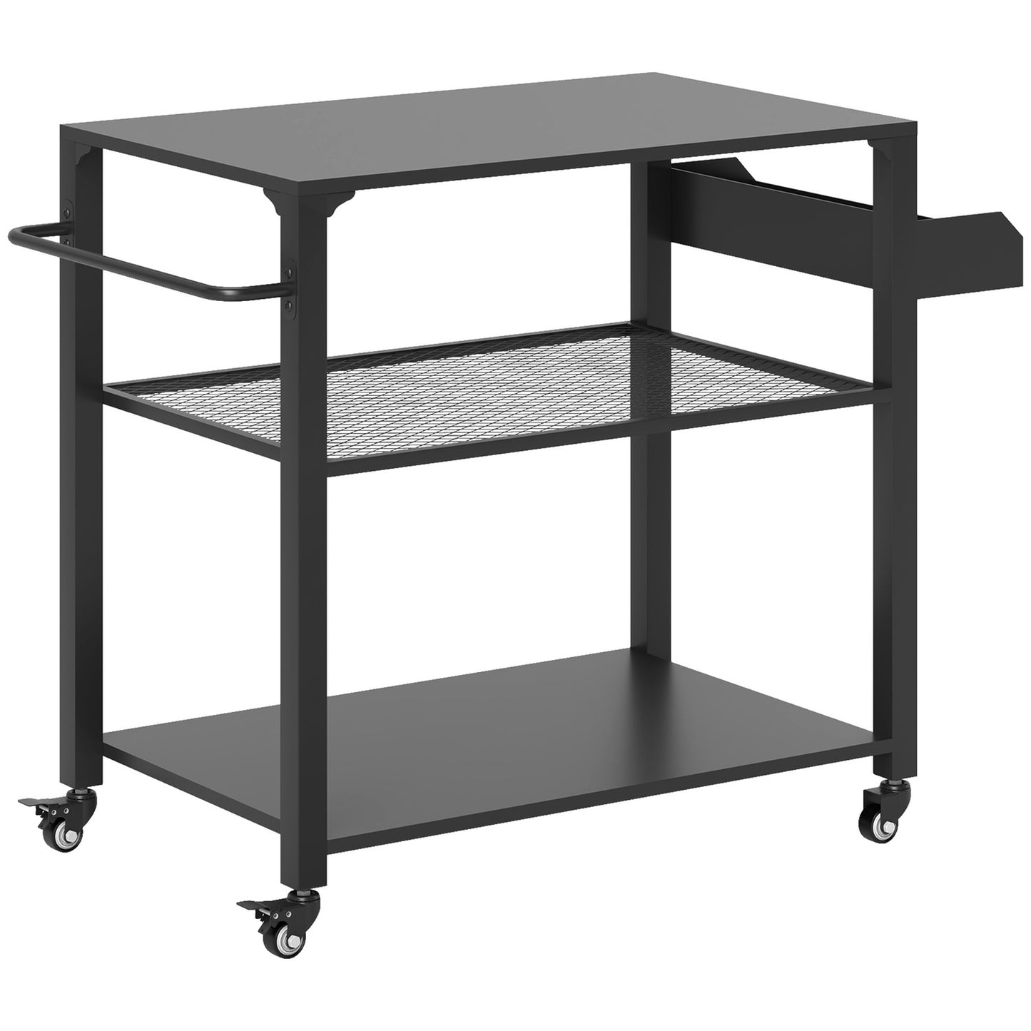 3-tier stainless steel barbecue trolley with wheels, 105x50x79cm