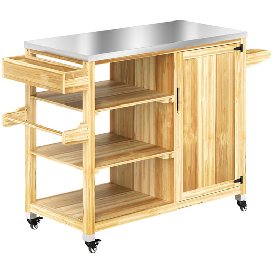 Outdoor charcoal grill trailer - 6-tier wooden grill table
