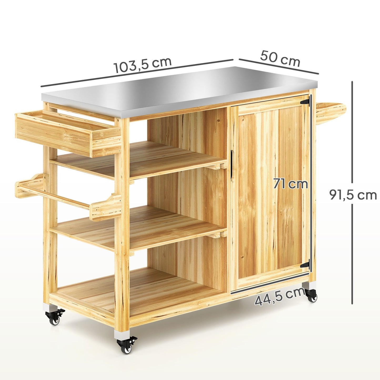 Outdoor charcoal grill trailer - 6-tier wooden grill table