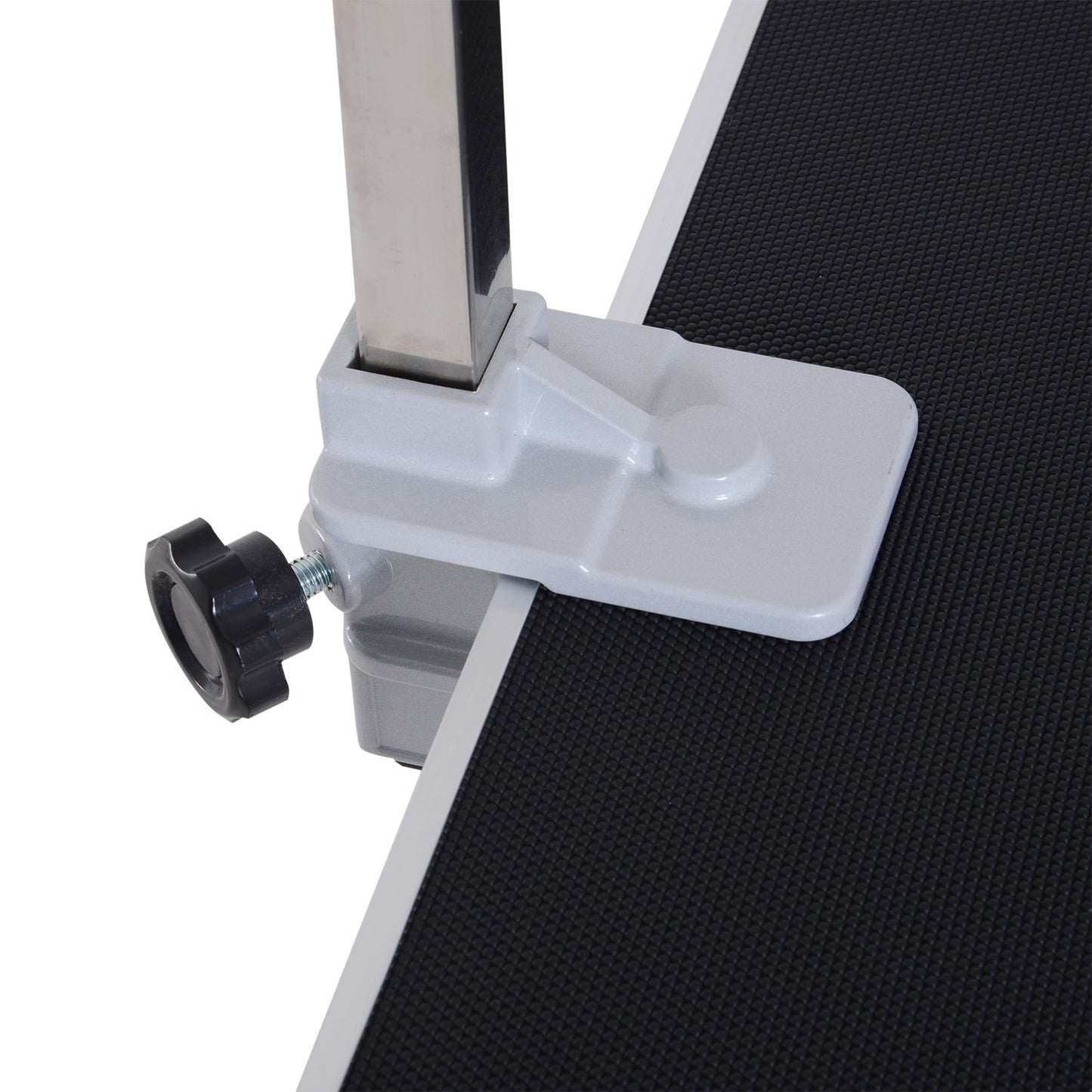 Adjustable dog grooming table with slings for bathing