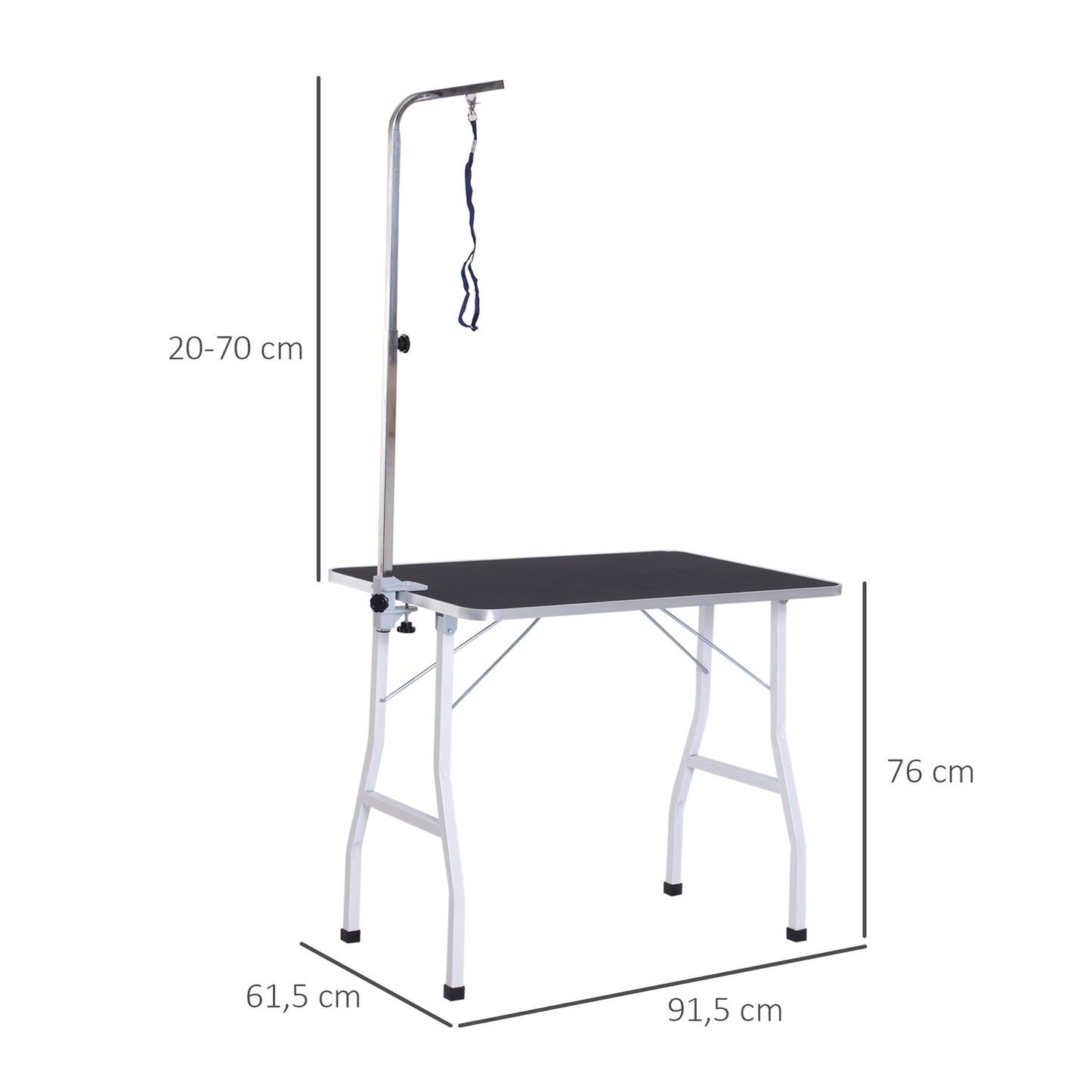 Adjustable dog grooming table with slings for bathing
