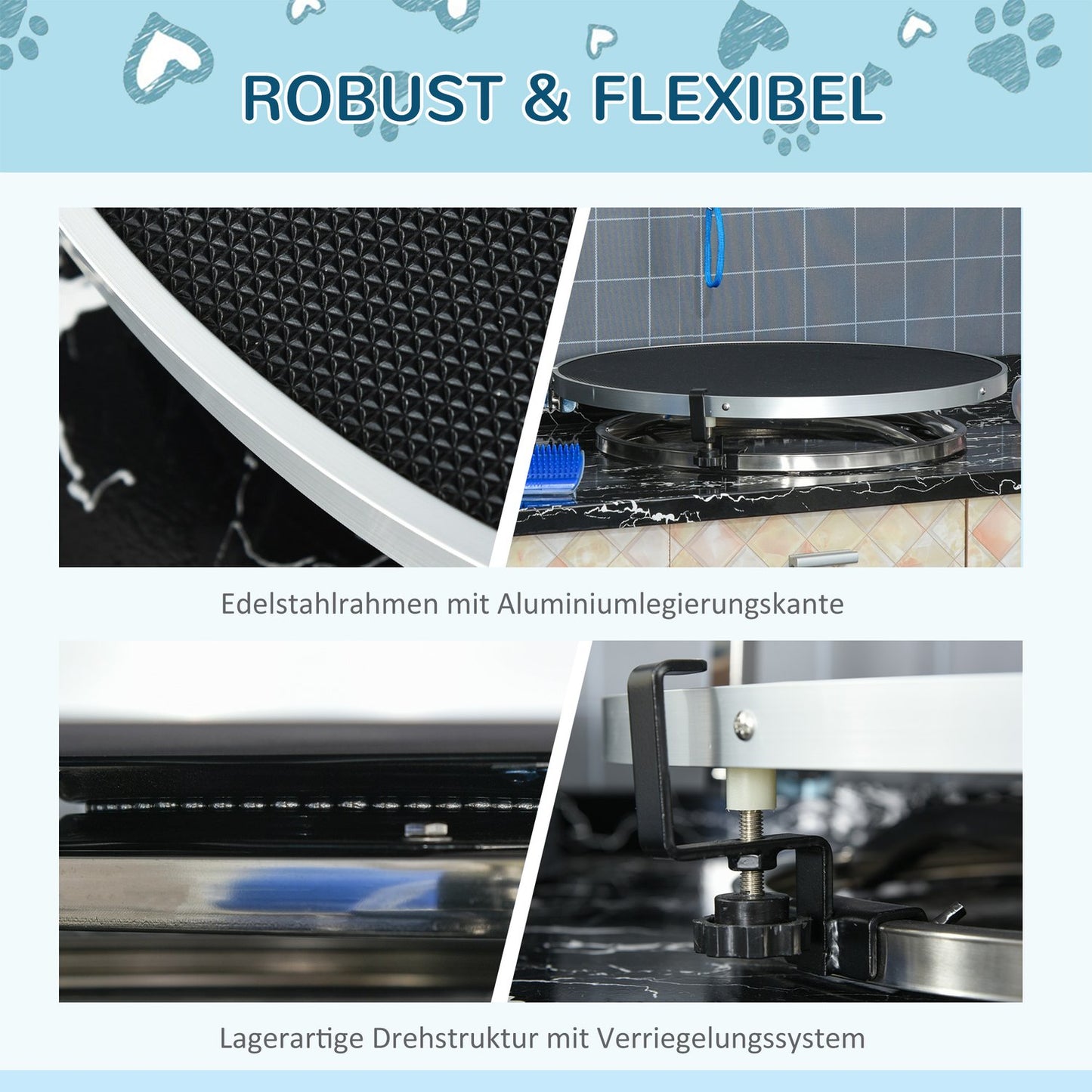 Trim table – Rotating, non-slip surface, adjustable arm