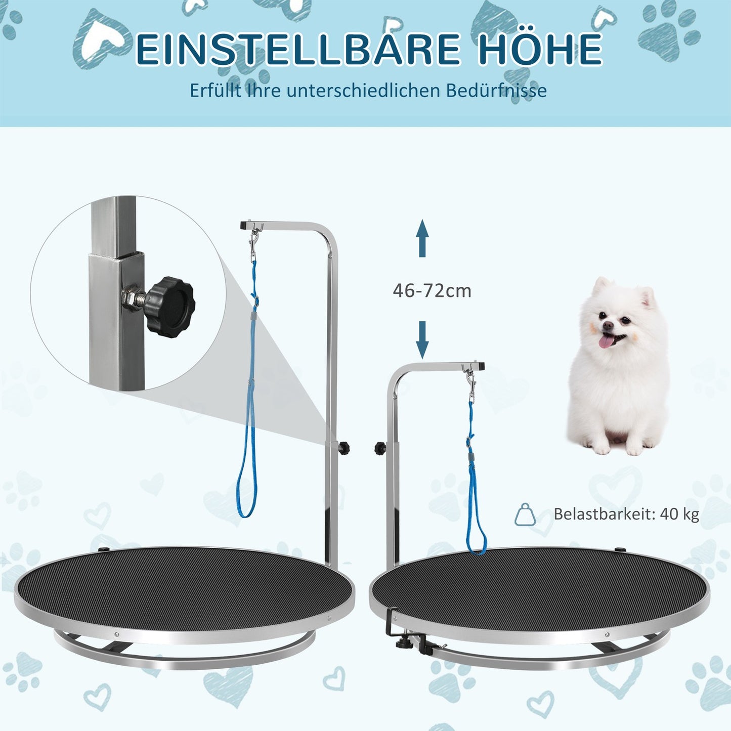 Trim table – Rotating, non-slip surface, adjustable arm