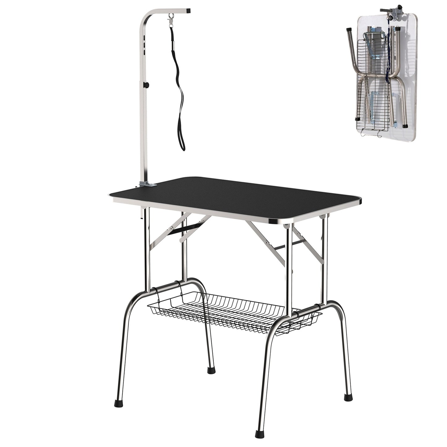 Folding changing table in stainless steel, adjustable height