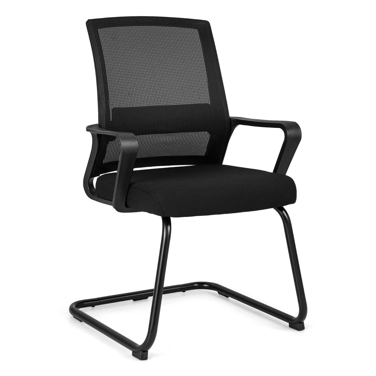 Guest chair with lumbar support & sled base & padded seat conference chair black
