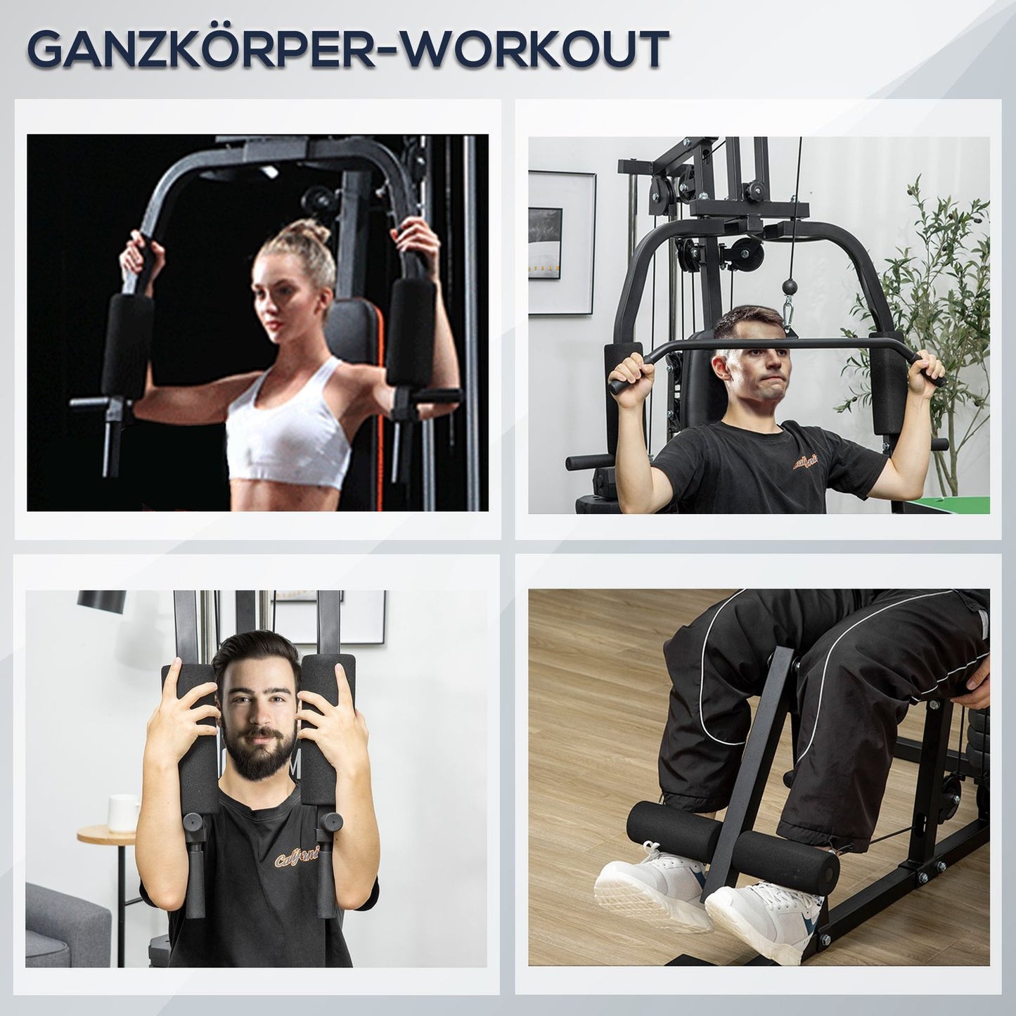 Multi-Gym Fitness Station with weights and padding, black