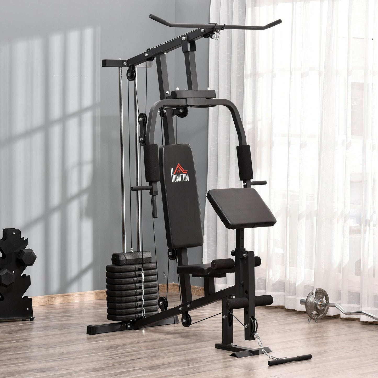 Multi-Gym Fitness Station with weights and padding, black