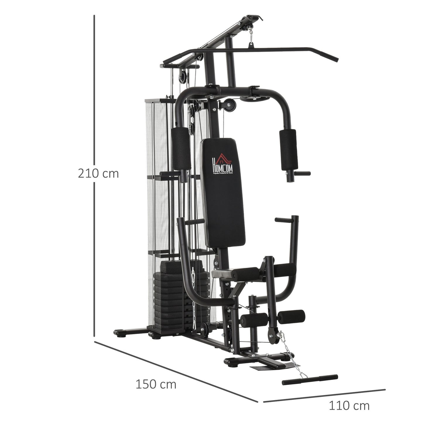 Multigym Fitness Station with Weights & Leg Curl, Black