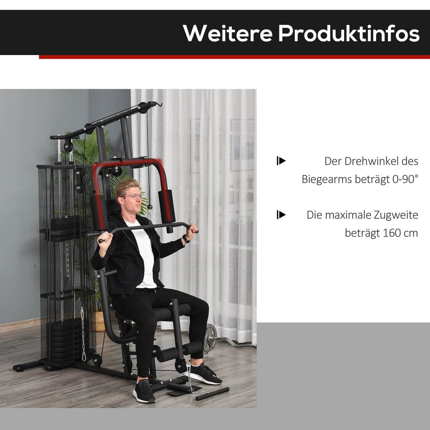Multigym Fitness Station with Weights & Leg Curl, Black