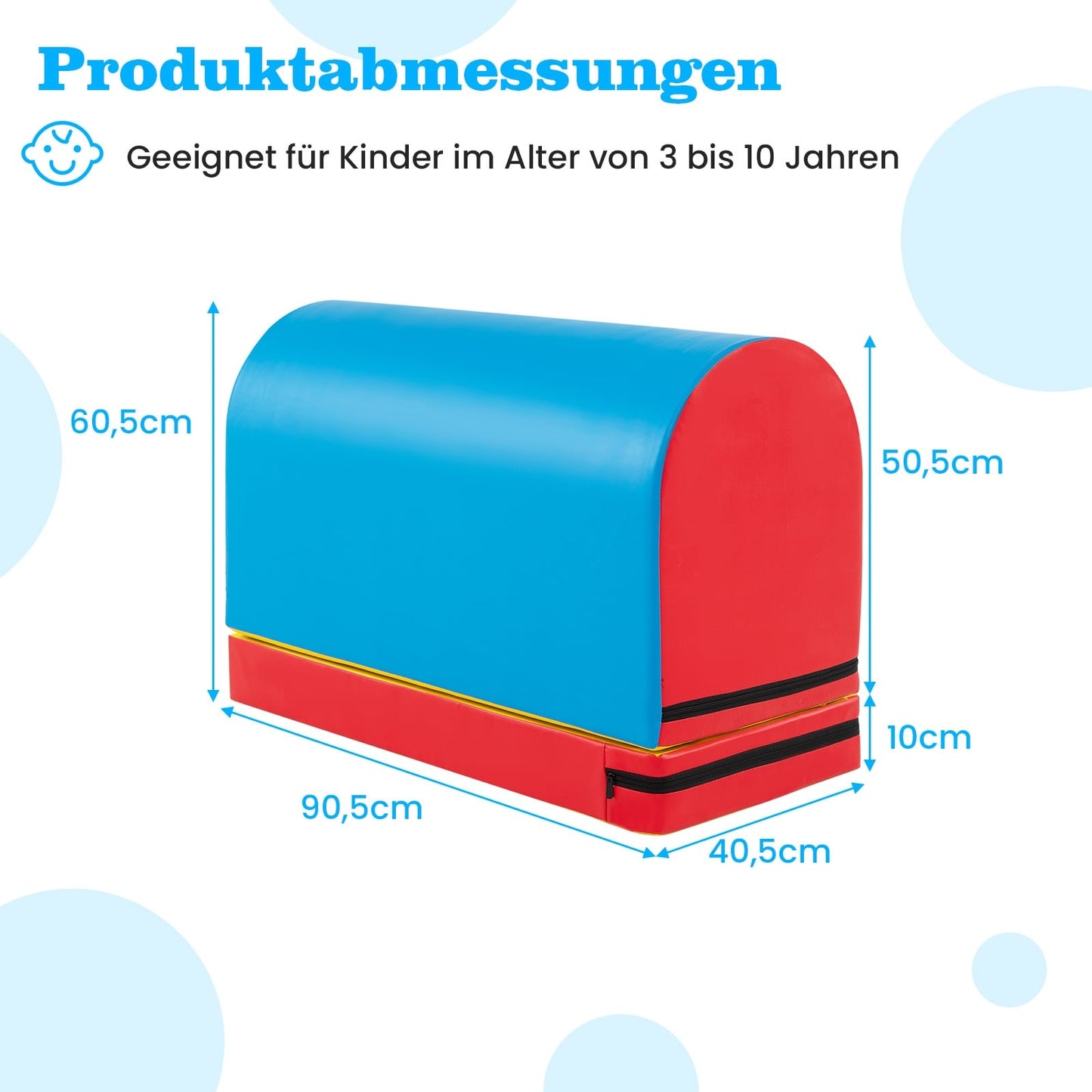 Gymnastics Vault Mat, Removable, 90x40x60cm, Blue/Red