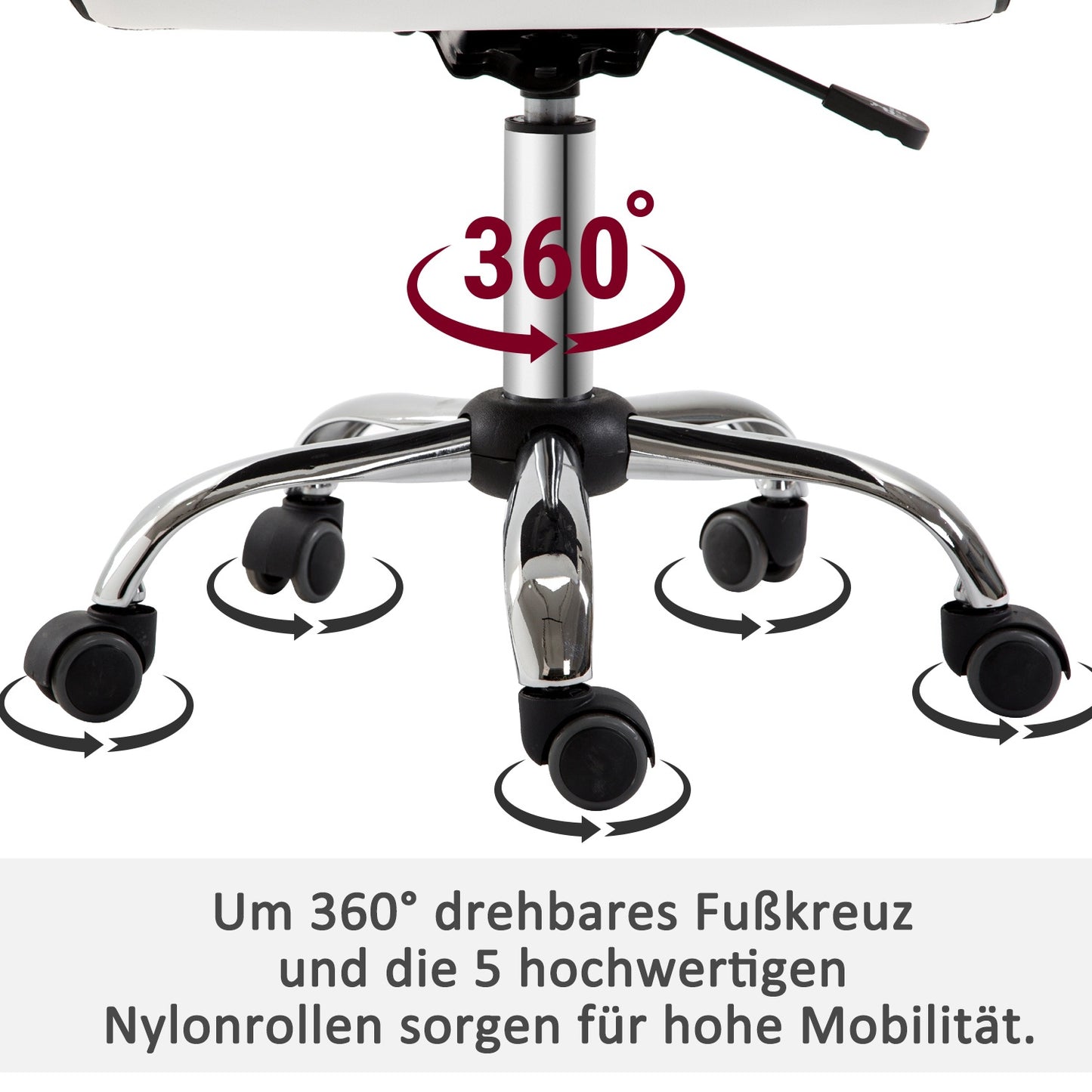 Height-adjustable Salon Hairdressing Chair, Swivel, White