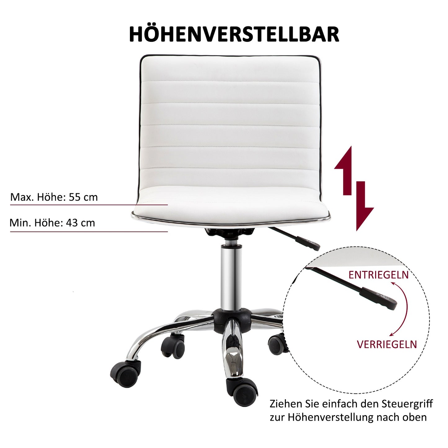 Height-adjustable Salon Hairdressing Chair, Swivel, White