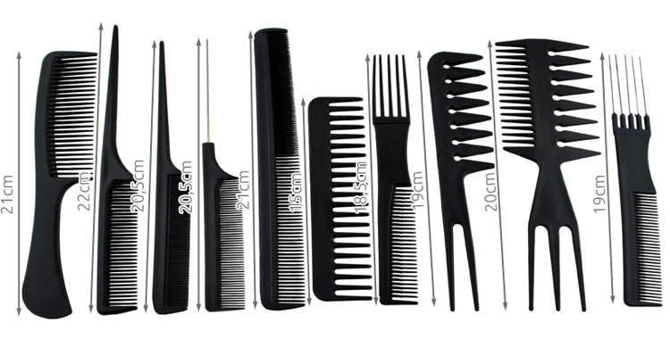 Hairdressing combs - set of 10