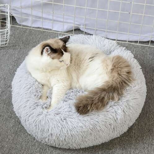 Hairy dog bed, gray 22759