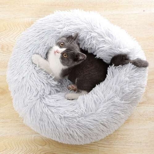 Hairy dog bed, gray 22759