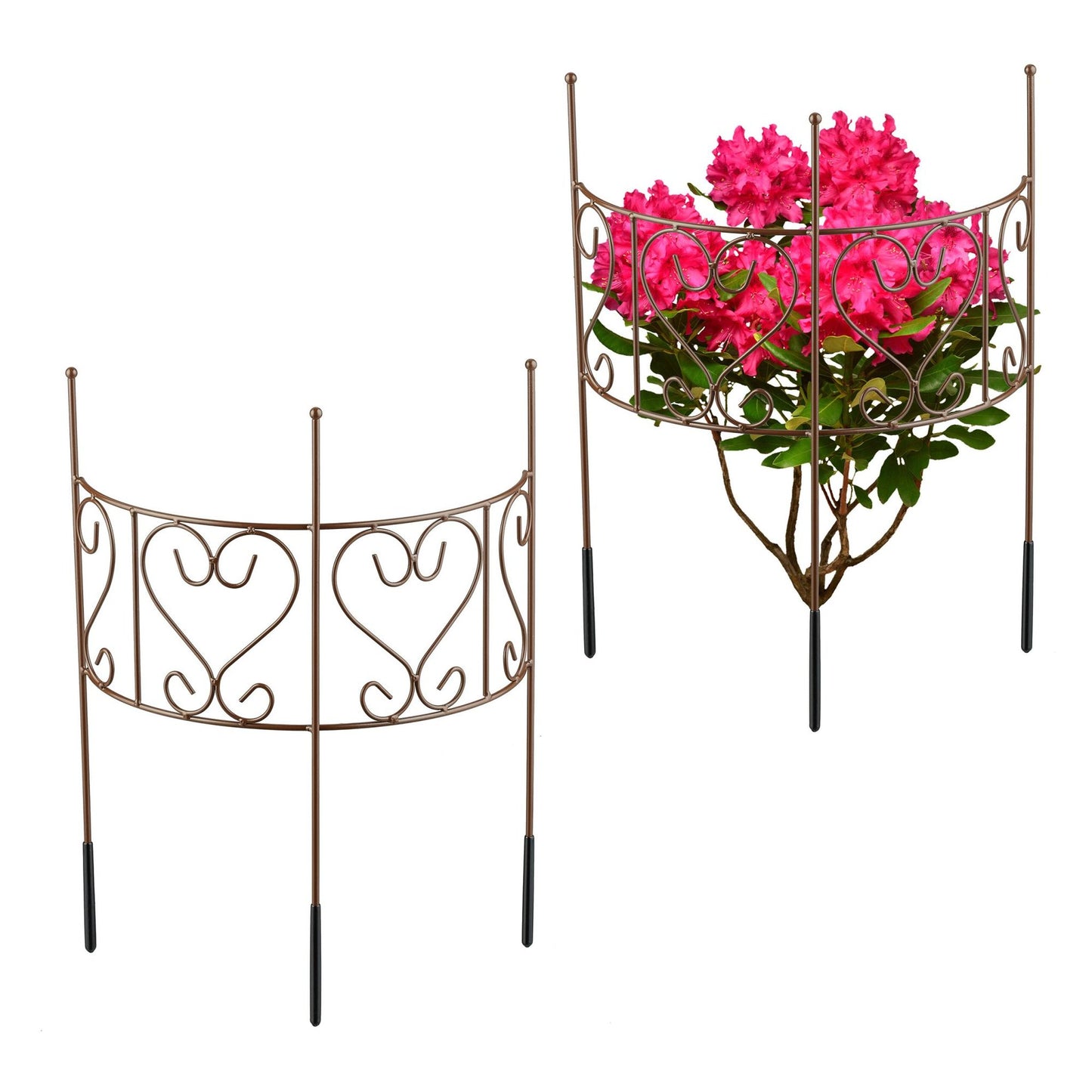 Half-Round Brown Steel Plant Support for Perennials