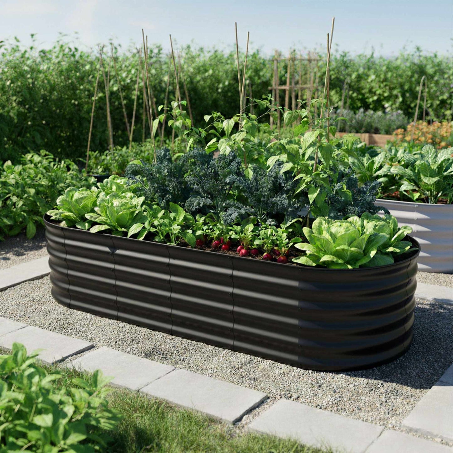 Half-Round Metal Raised Garden Bed, Galvanized