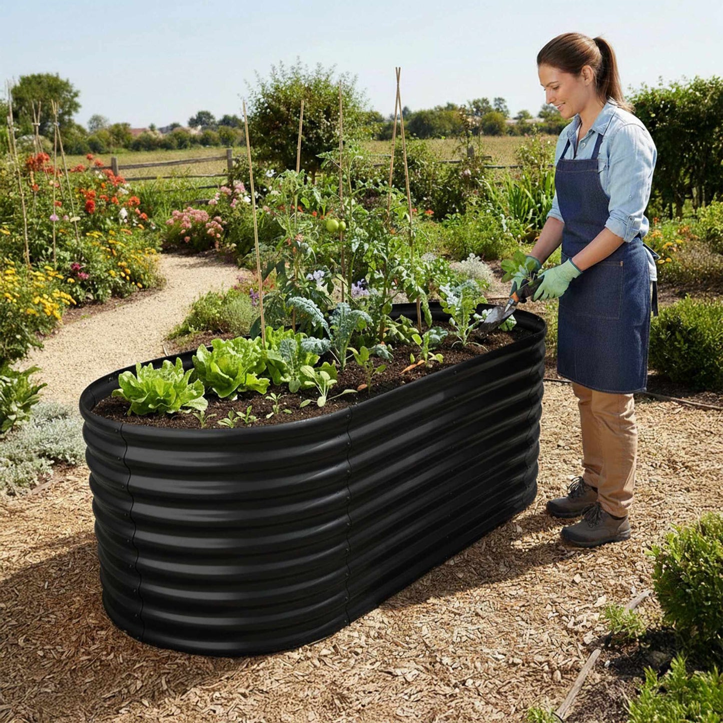 Half-Round Metal Raised Garden Bed, Galvanized