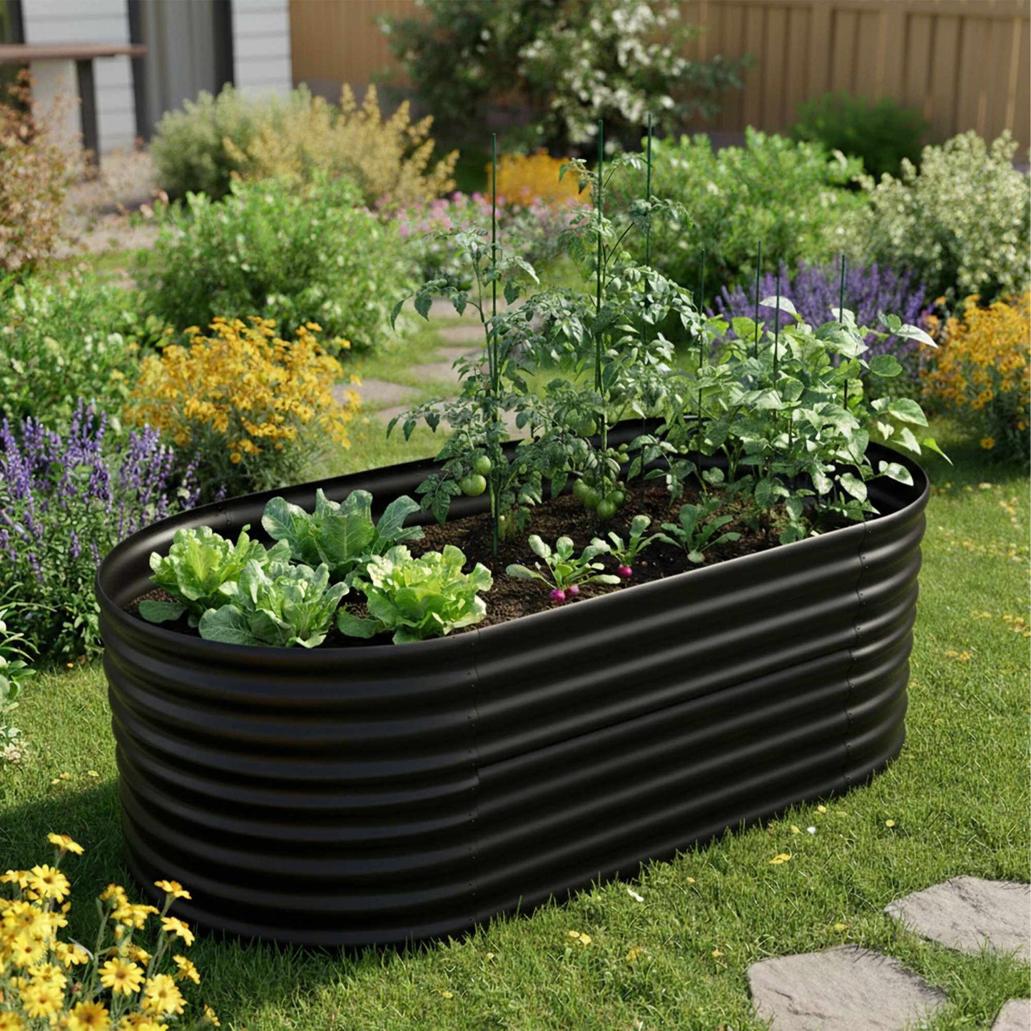 Half-Round Metal Raised Garden Bed, Galvanized