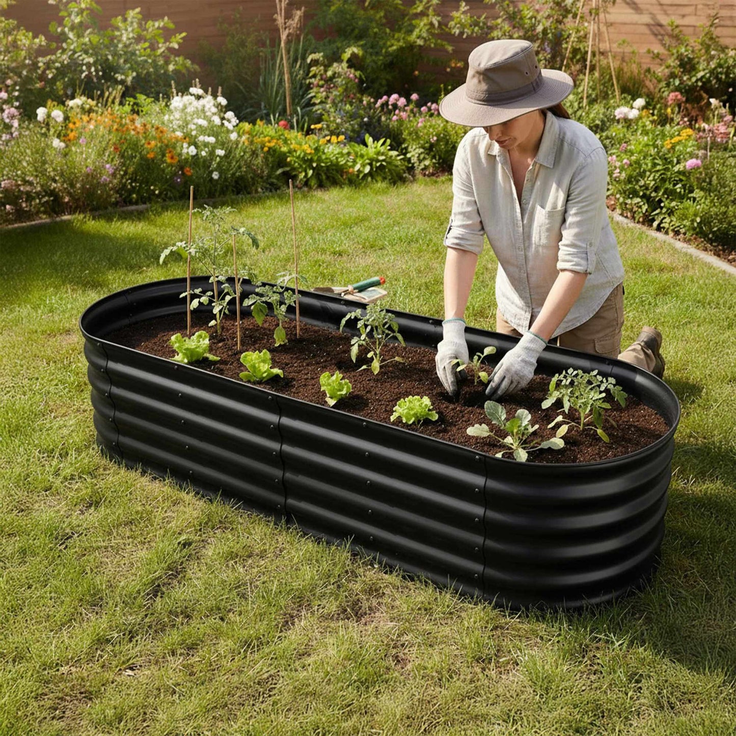 Half-Round Metal Raised Garden Bed, Galvanized