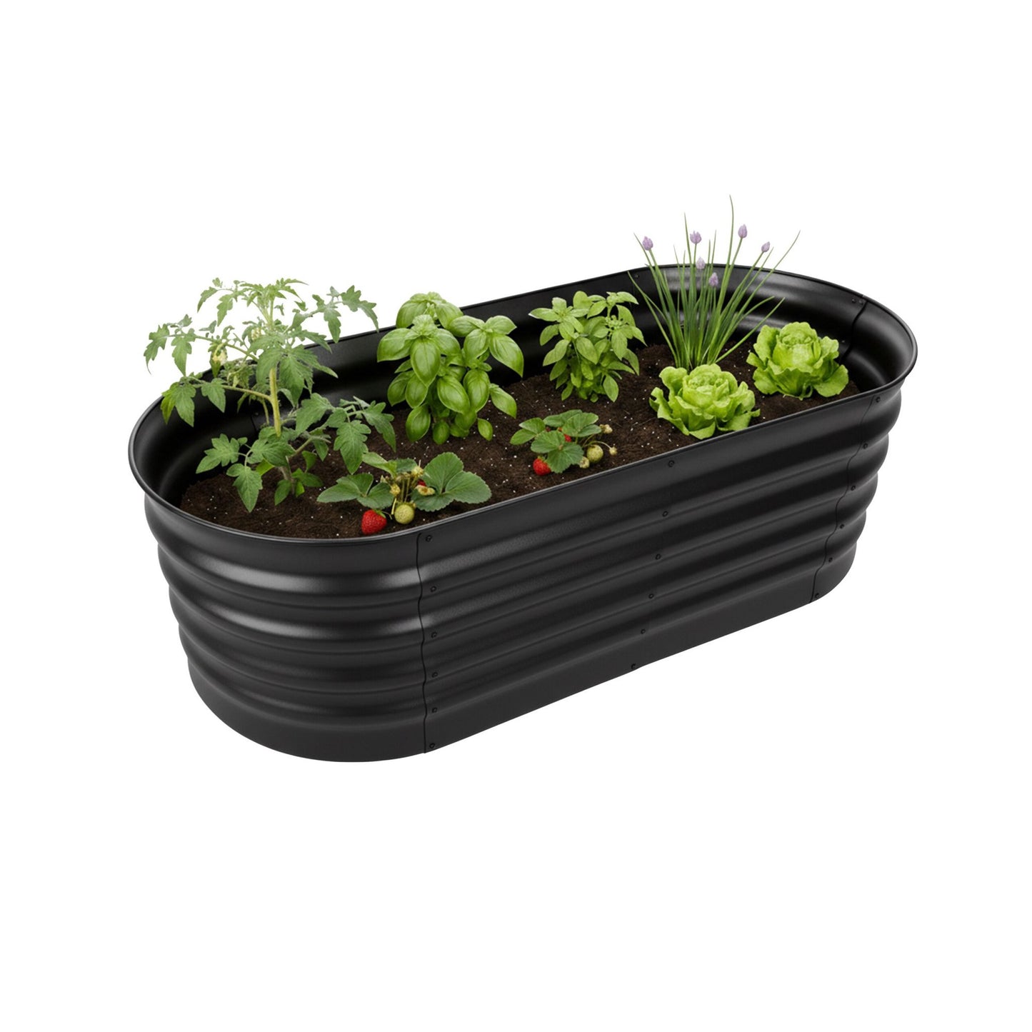 Half-Round Metal Raised Garden Bed, Galvanized