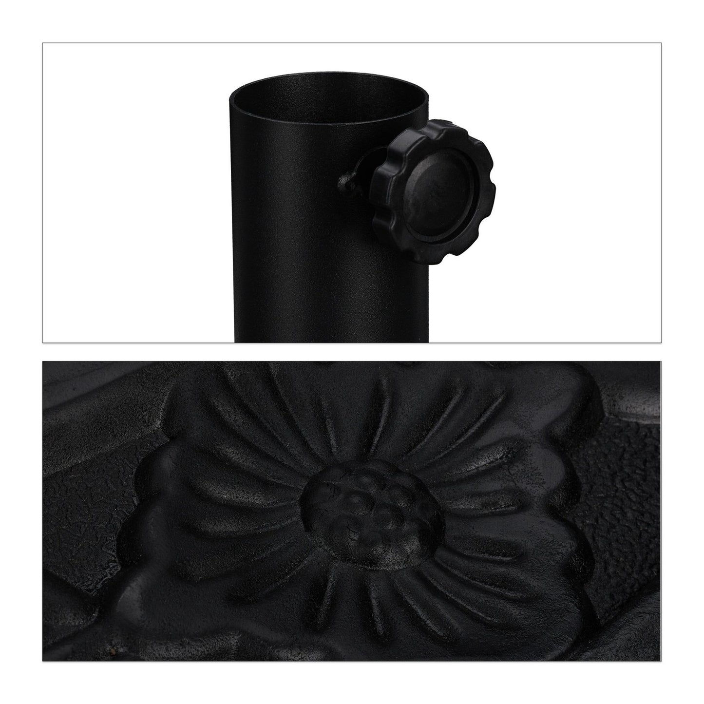 Half-Round Parasol Base, Cast Iron Design, Fits Small Spaces