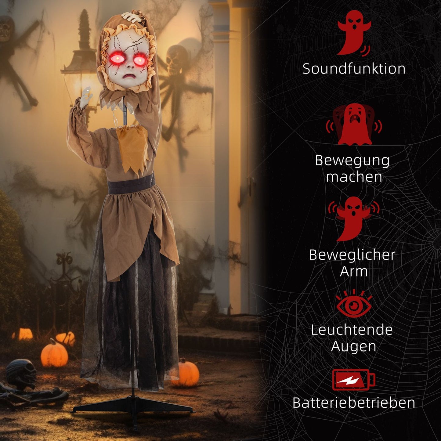 Halloween Animatronic Prop, Jumping Head, Red Eyes