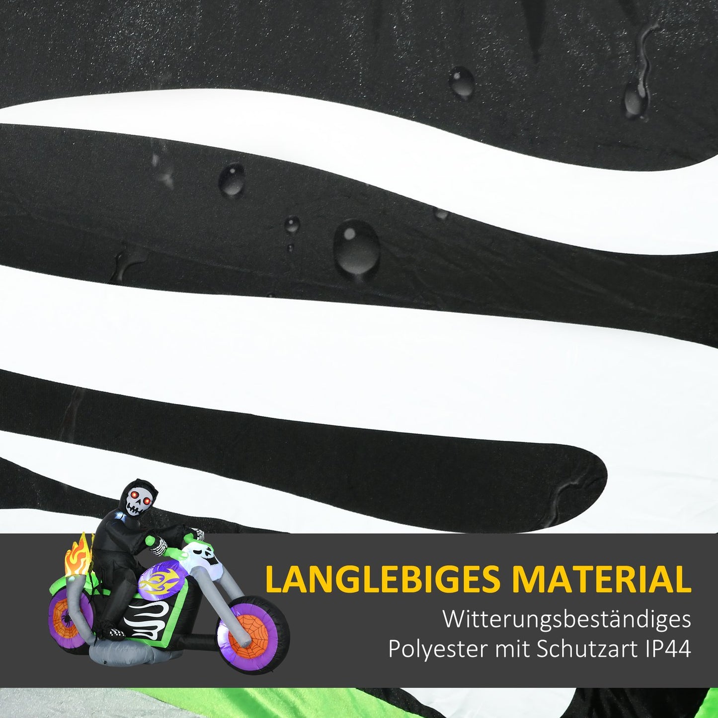Halloween Inflatable Ghost Biker with LED lights, 1.44m