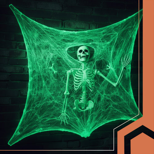 Halloween Glow-in-the-Dark Spider Web with 20 Spiders