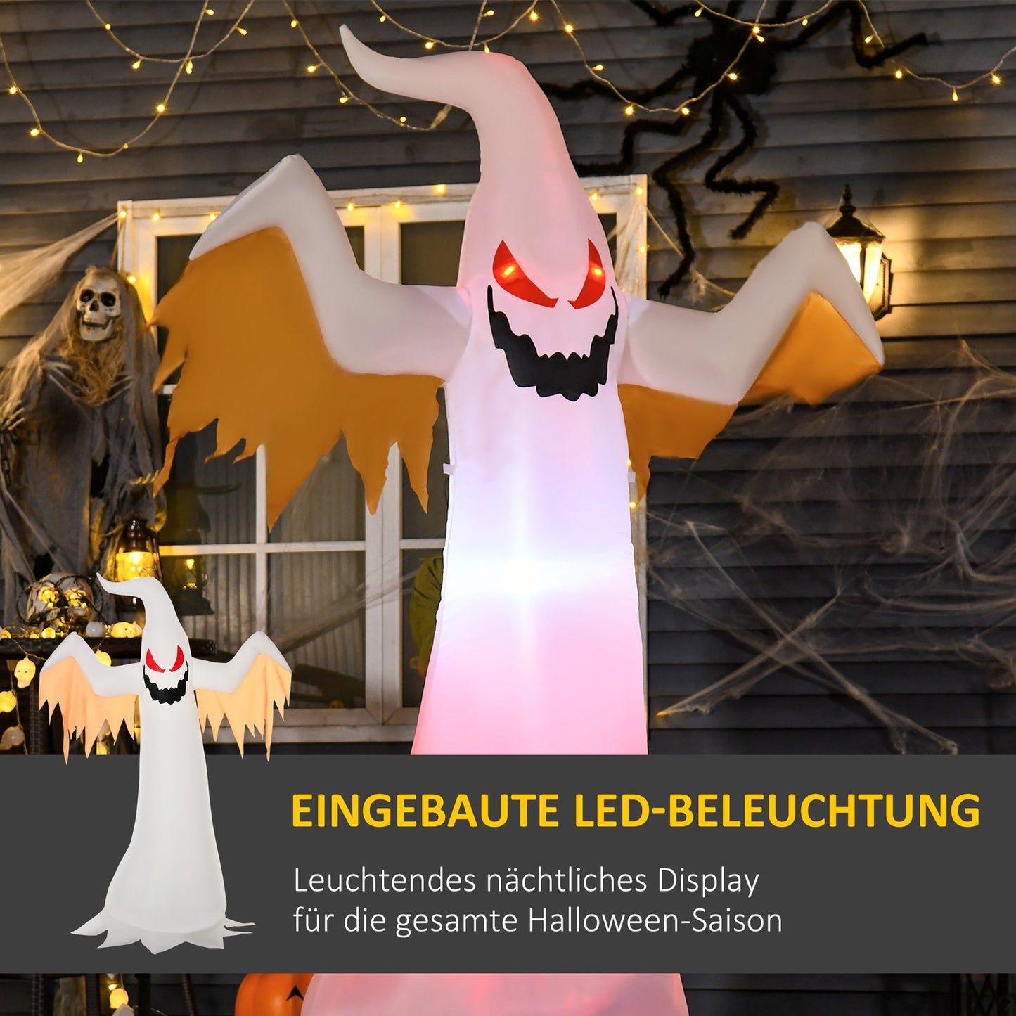 Inflatable Halloween Ghost, 2.4M, LED lit, weatherproof